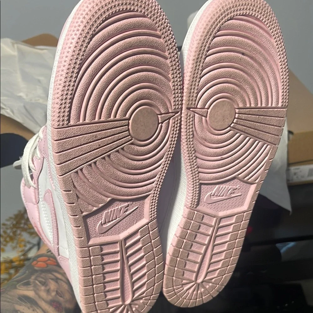 Jordan Pink and White High-Top Sneakers